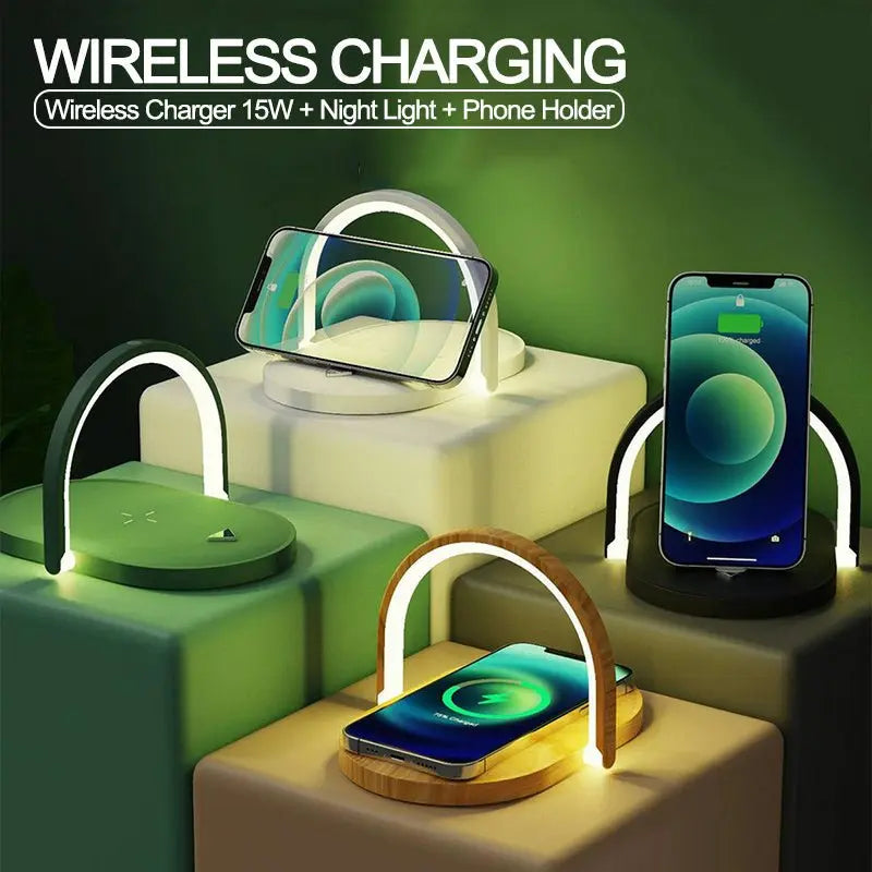 3 In 1 Foldable Wireless Charger Night Light Wireless Charging Station Stonego LED Reading Table Lamp 15W Fast Charging Light Advibe Studio