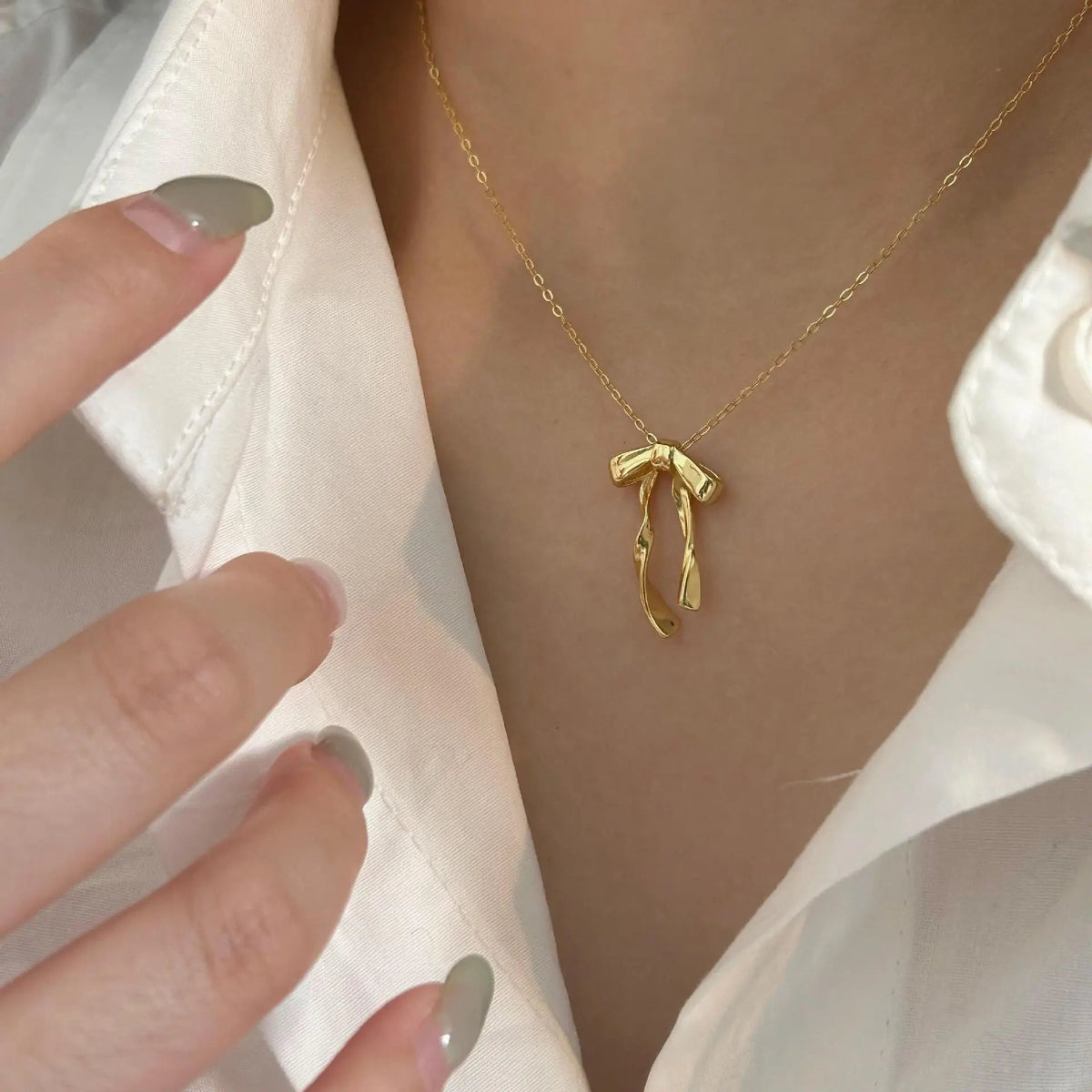 925 Sterling Silver Bow Necklace Simple Cold Style Advibe Studio