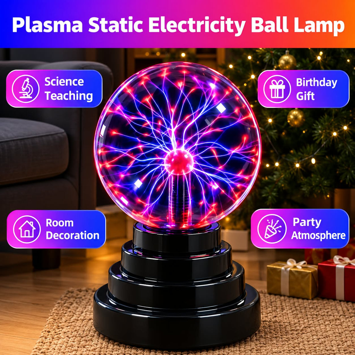 PlasmaPulse™ Touch & Sound Reactive Lamp