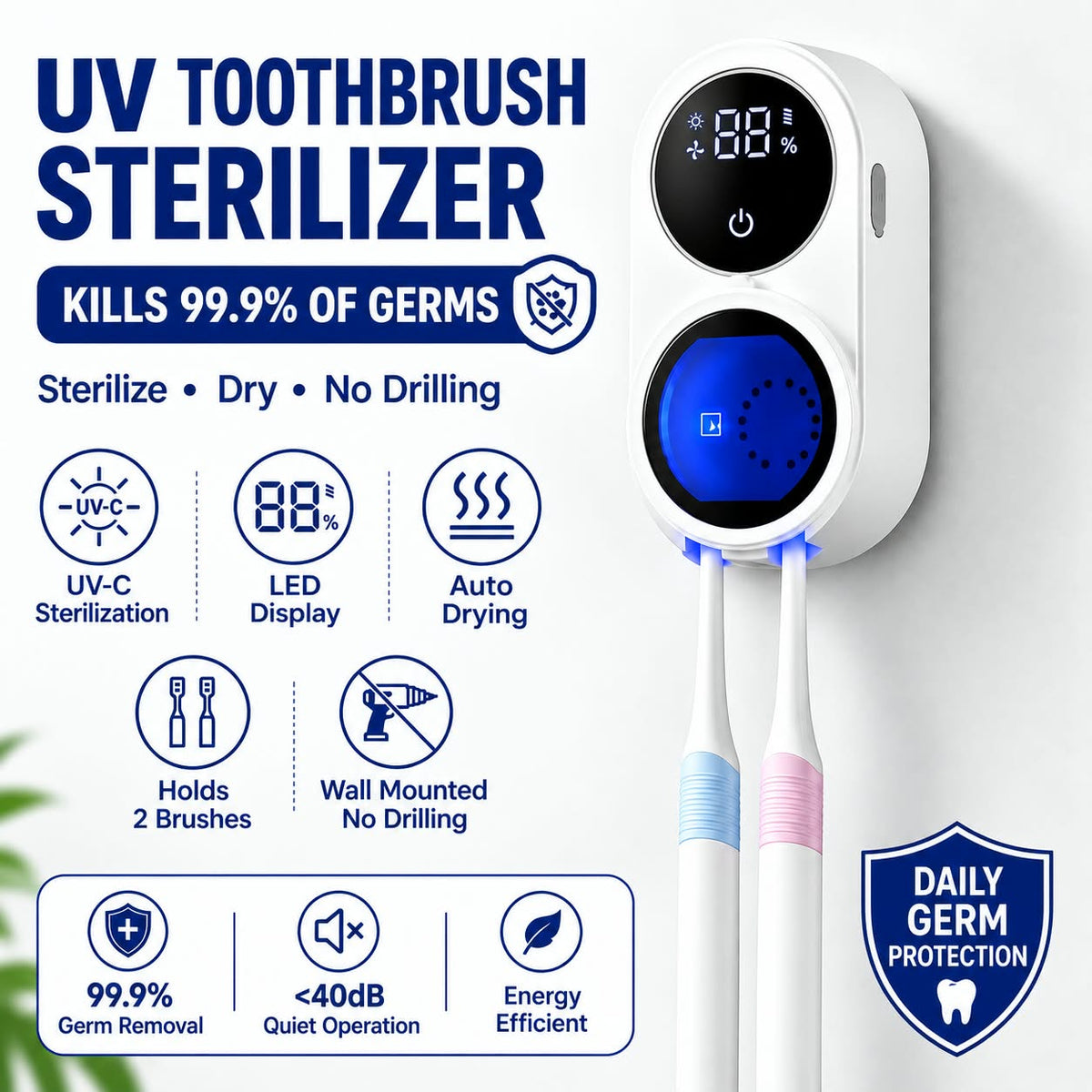 Brush Nest - UV ToothBrush Sanitizer & Dryer