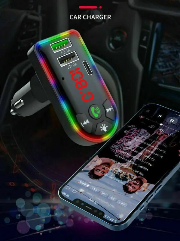 Car Bluetooth 5.0 MP3 Player FM Transmitter Radio 3.1A Fast Charger Adapter Lots Advibe Studio