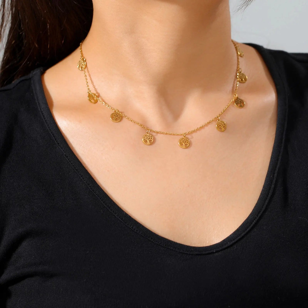 Curved Tree Fashion Simple Stainless Steel Necklace Advibe Studio