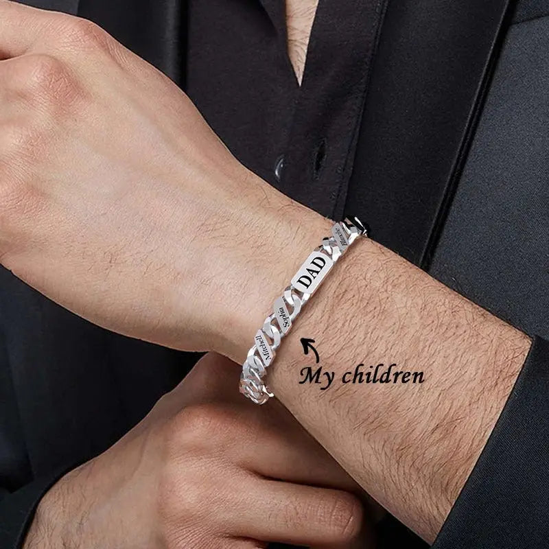 DIY Engraved Hip Hop Parent Child Cuban Chain Bracelet Advibe Studio