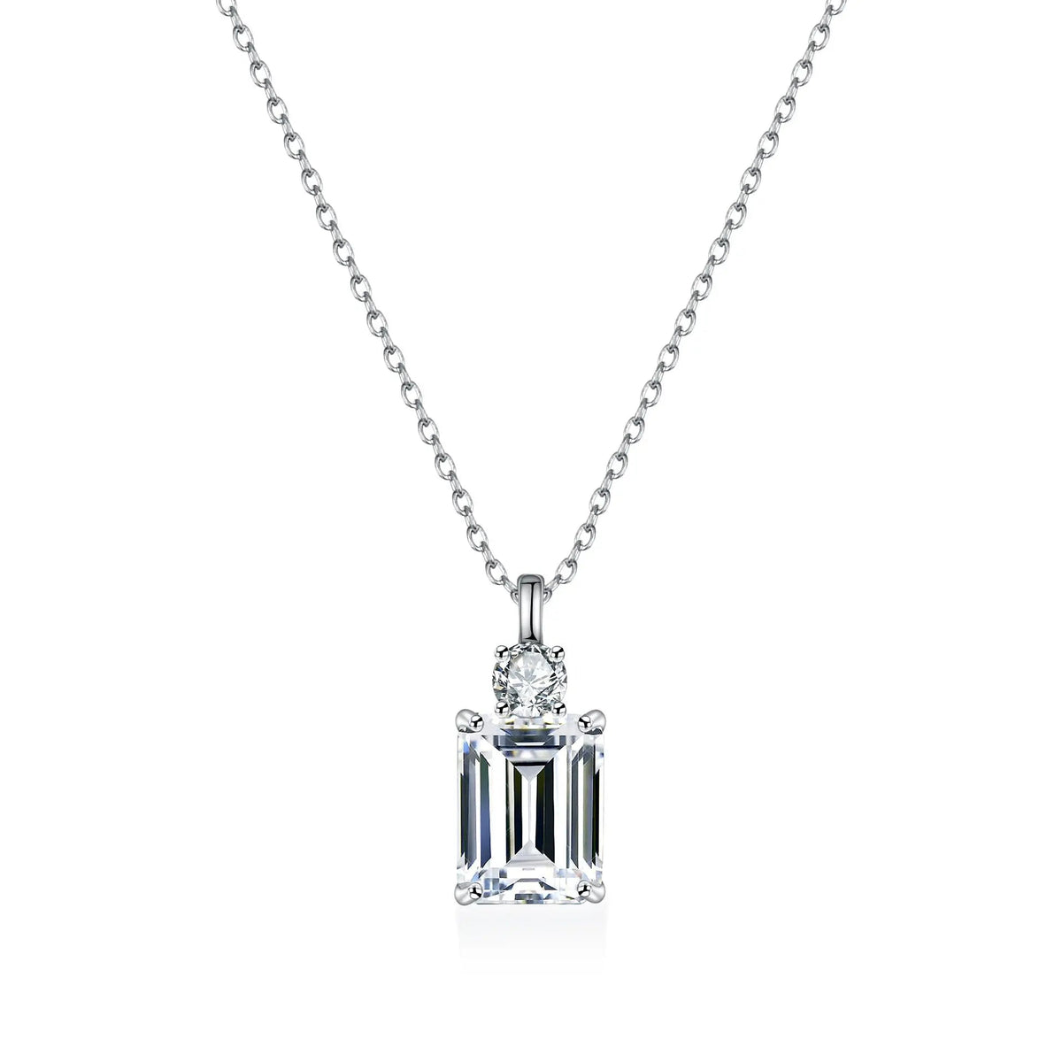 Emerald Diamond Square S925 Sterling Silver Necklace Advibe Studio