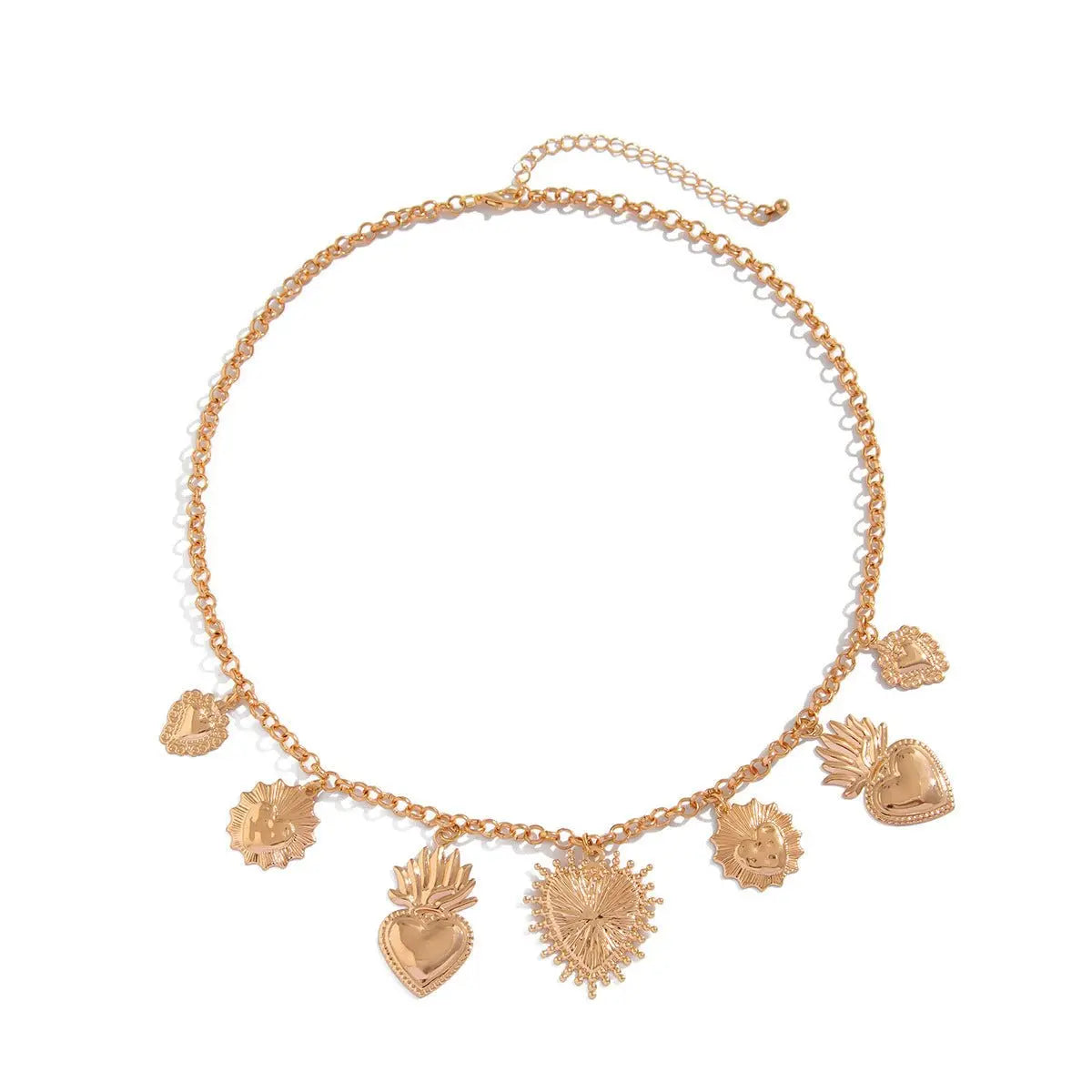 Flame Peach Heart Alloy Pendant Necklace Creative Advibe Studio