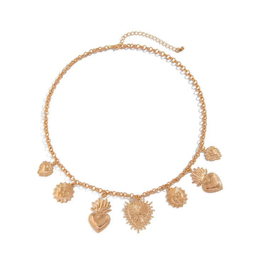 Flame Peach Heart Alloy Pendant Necklace Creative Advibe Studio