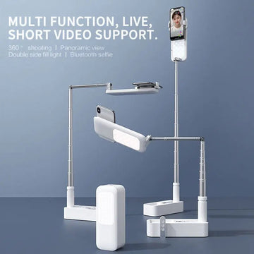 Selfie Portable Mobile Phone Holder With Light Foldable Bluetooth Remote Control Advibe Studio