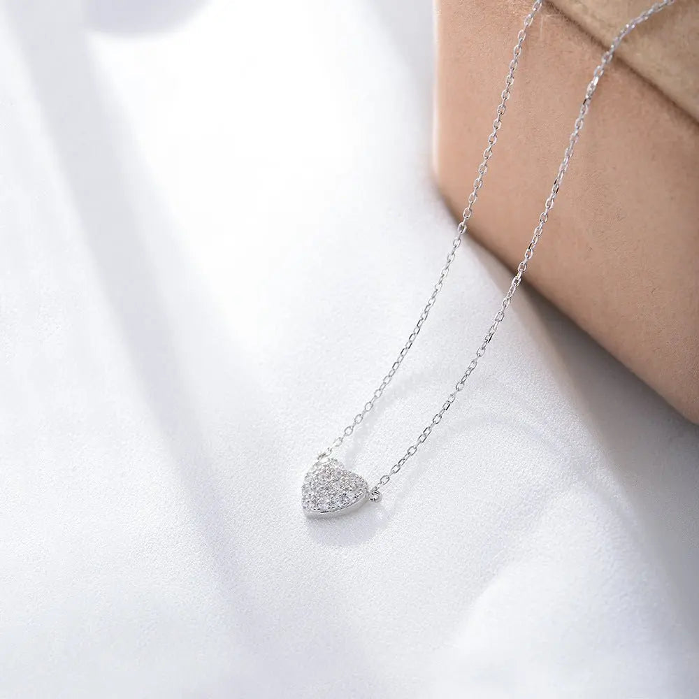 Silver Heart-shaped Zircon Necklace For Women Advibe Studio