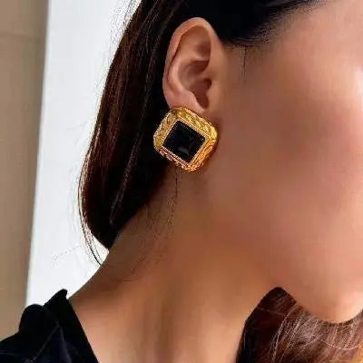 Stainless Steel Square Hammered Earrings Advibe Studio