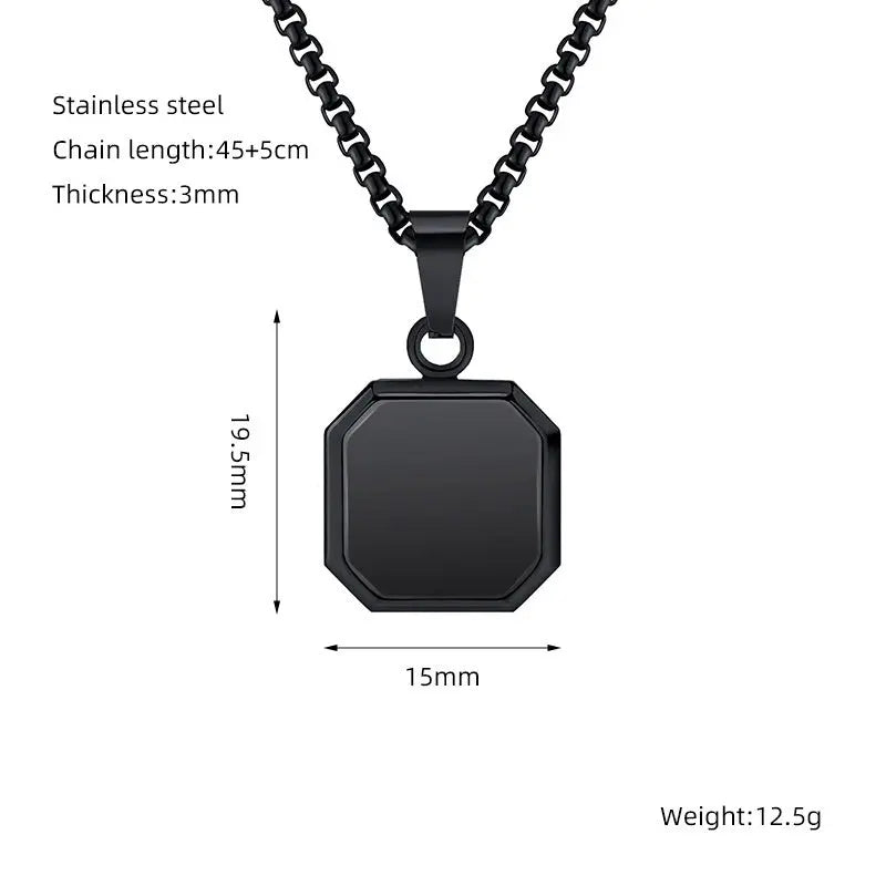 Titanium Steel Hip-hop Turquoise Square Pendant Necklace Advibe Studio