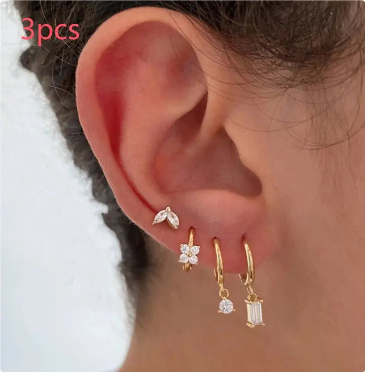 Women's Geometric Flower Zircon Earrings Advibe Studio